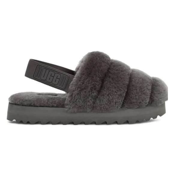 NEW UGG Sizes 8, 10 Super Fluff Genuine Shearling Slingback Slipper, Charcoal - Picture 3 of 6